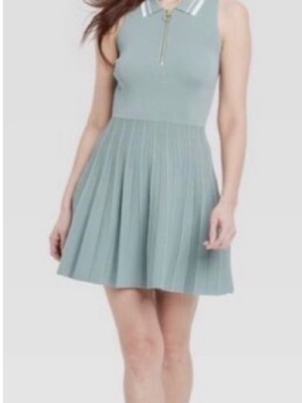 a new day Sleeveless Pleated Polo Dress in Light Sage